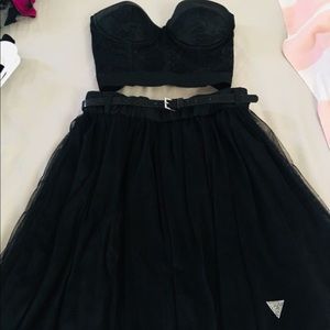 Black skirt and black top